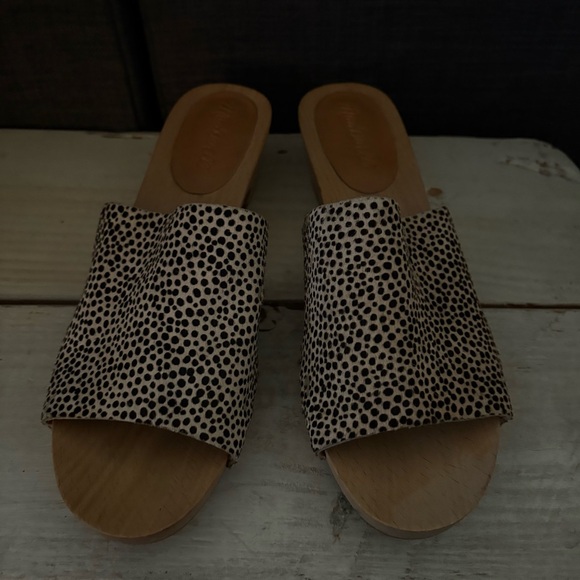 MADEWELL The Evelyn Clog Slide Sandal Cream Black Dots Calf Hair Size 7.5 - Picture 5 of 12